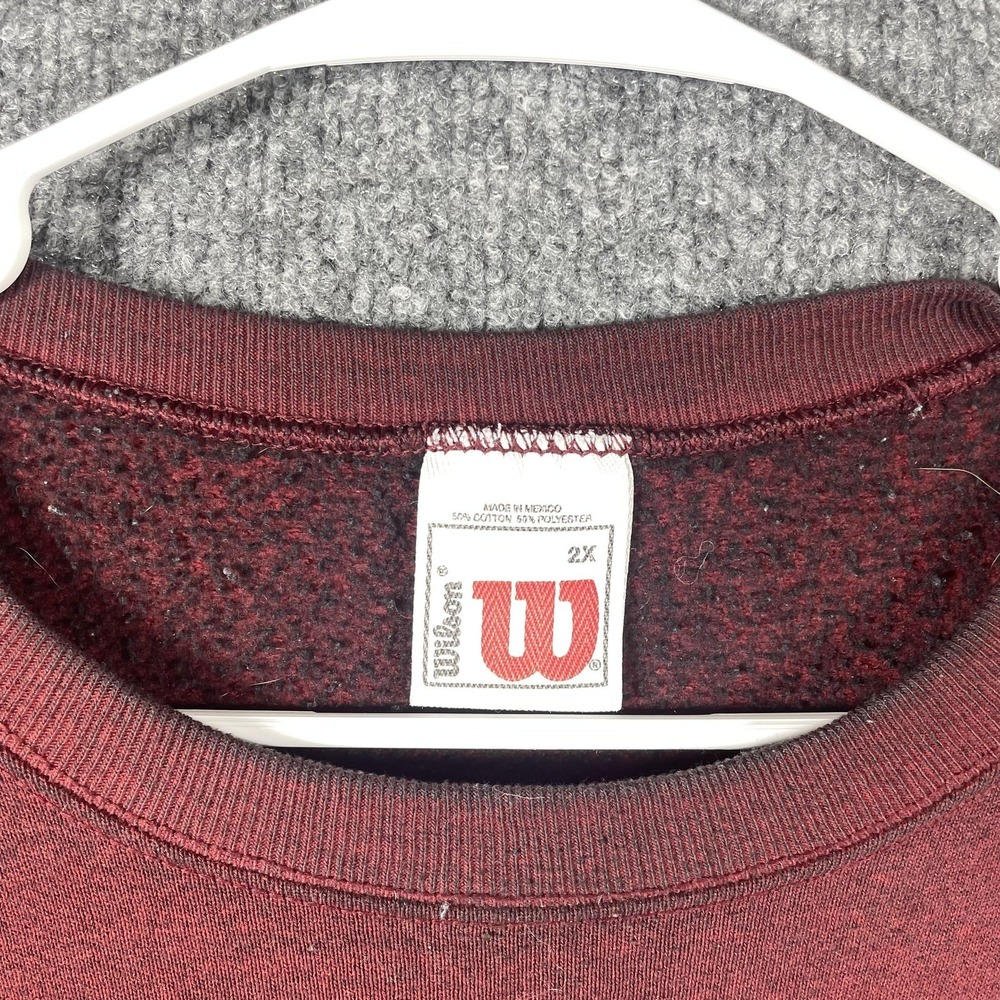 VTG Wilson Sweatshirt‎ Mens 2XL XXL Red Pullover Fleece Heavyweight Blank Retro - Picture 2 of 12